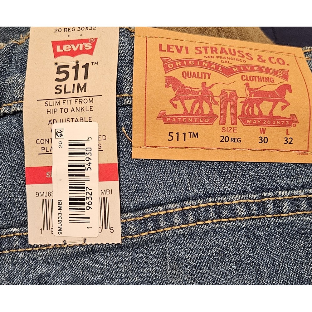 NEW Levi's 511 Boys Performance Slim Fit Size 20 (30/32) Straight Leg Jeans - Picture 4 of 8